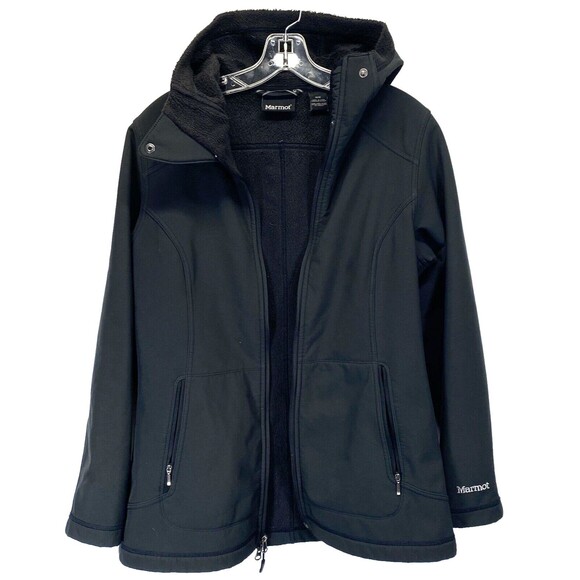 Marmot Black Jacket Hooded Fleece Lined Full Zip H2O Resist Adult Unisex Medium - Picture 1 of 11